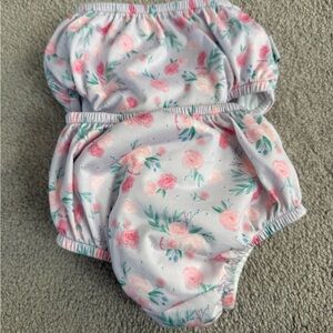 Floral Print reusable swim diapers 12m and 18m green sprouts